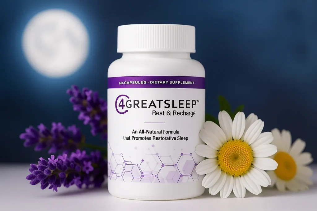 4GreatSleep natural supplement — supports deep sleep and relaxation.