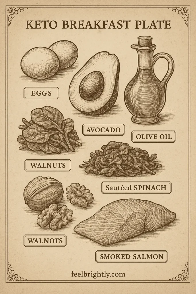 Vintage Keto Breakfast Plate (Aesthetic Low-Carb Guide)