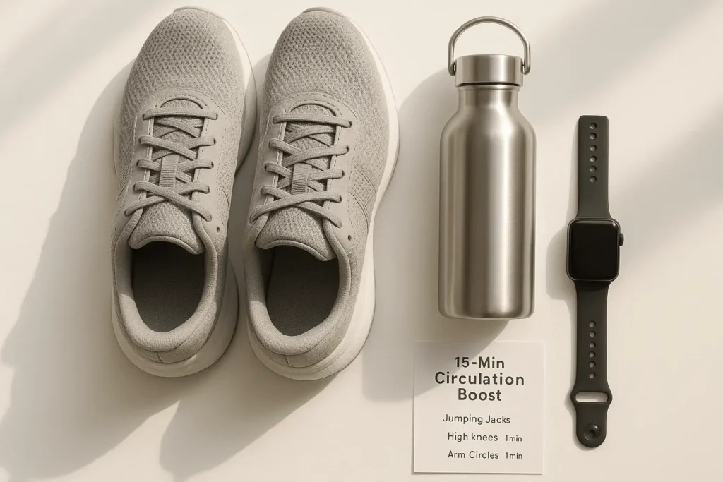 2025 circulation-boost routine flat-lay wellness image