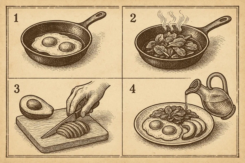Herbal apothecary sketch of basil, parsley, lemon and nuts for keto breakfast enhancement