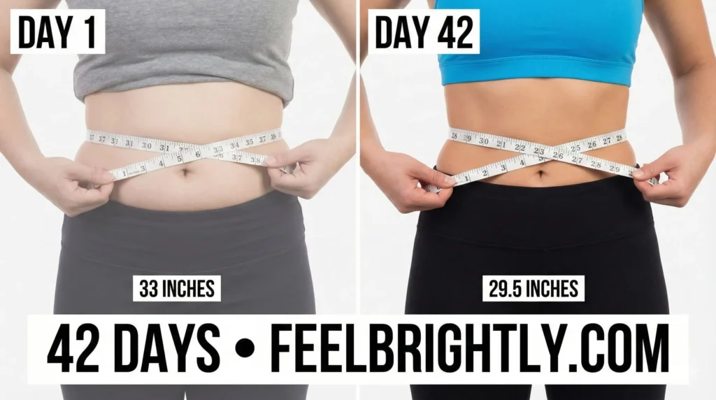 Side-by-side waist measurement example showing a reduction over a six-week protocol