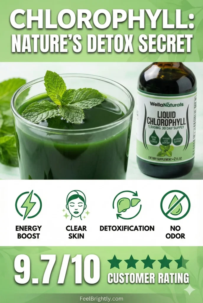 pinterest pin showing chlorophyll detox benefits for energy clear skin and body odor