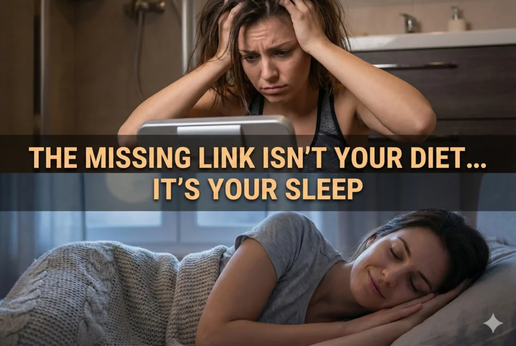 comparison showing tired person vs well-rested person and weight difference