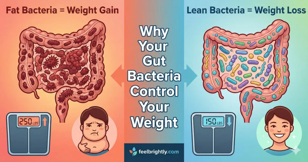 gut bacteria comparison showing how fat bacteria cause weight gain versus lean bacteria support weight loss