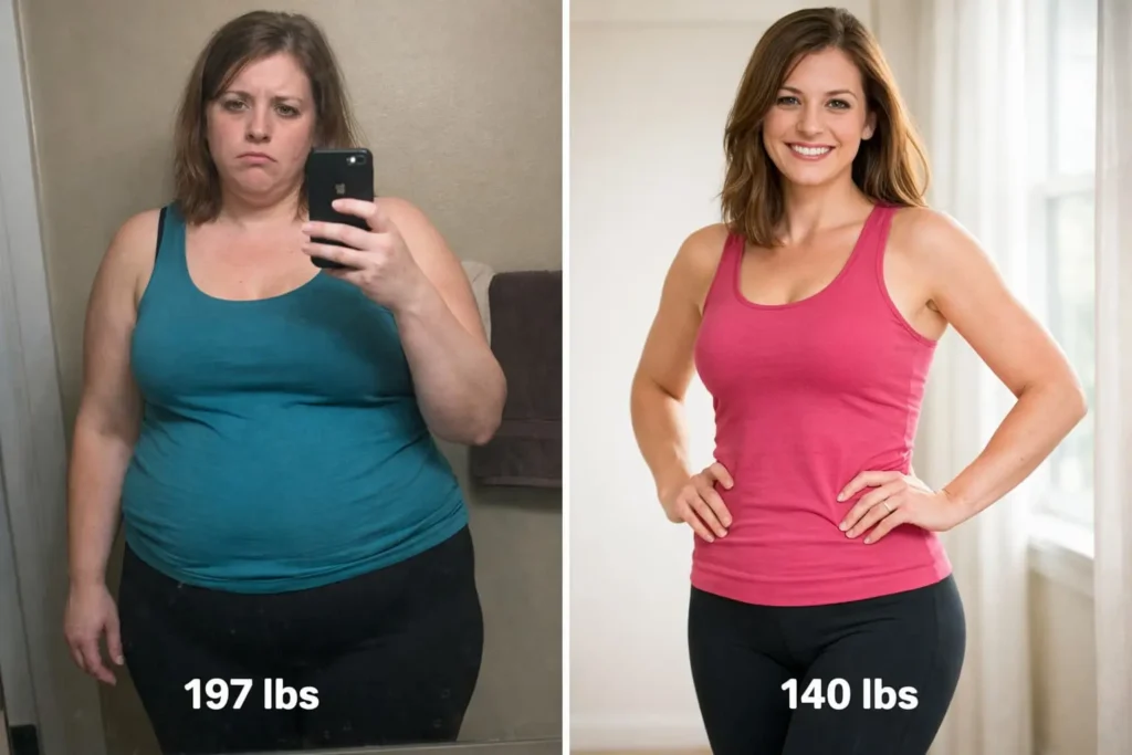 Amyl Guard Before and After: 57 lbs weight loss transformation in 90 days eating carbs
