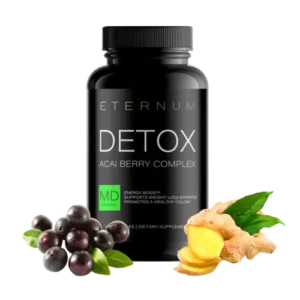 Eternum Detox supplement bottle with natural acai berry detox formula