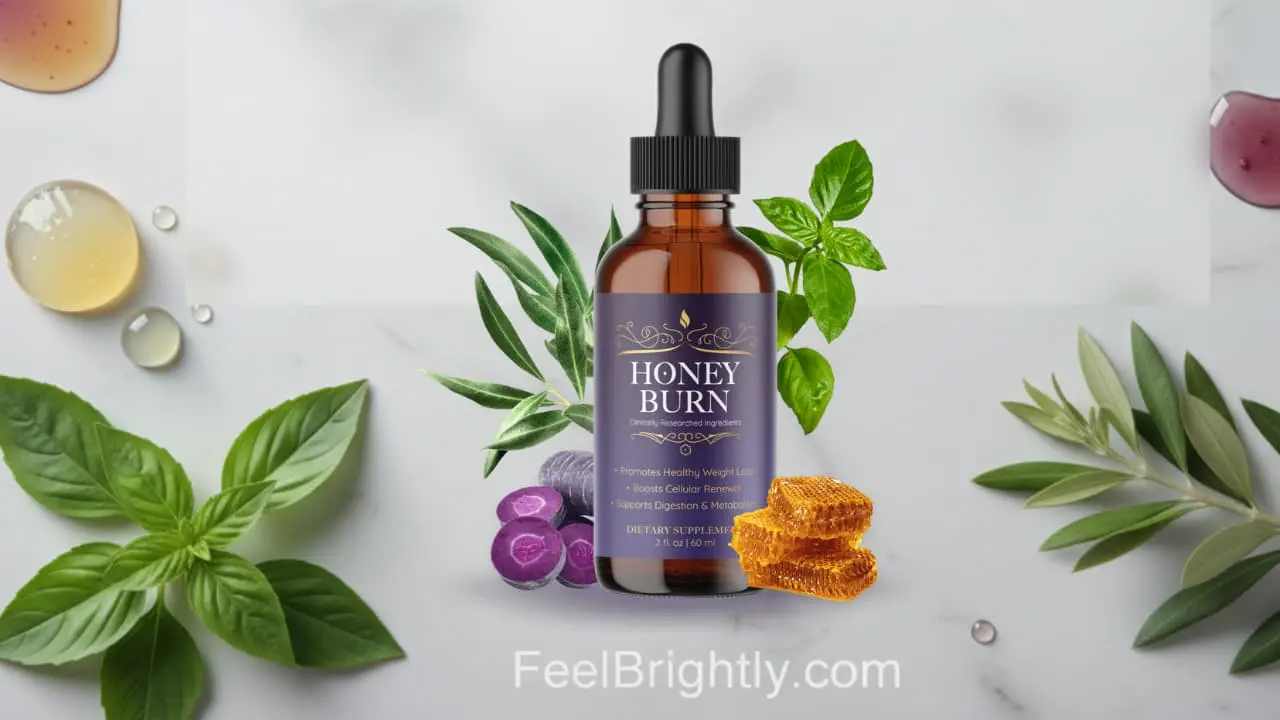 HoneyBurn purple honey weight loss supplement bottle with natural ingredients for fat burning and metabolism support
