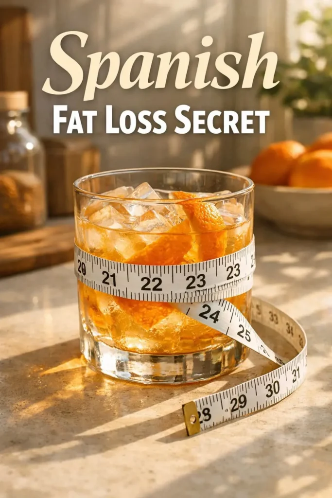 Orange peel drink with measuring tape representing natural metabolism and fat loss support